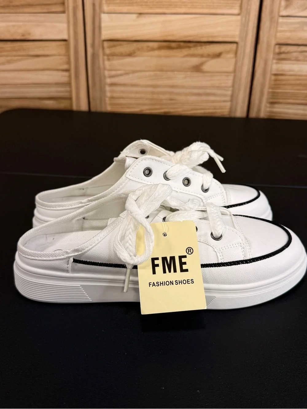 FME Sneakers Slip On Thick Soled Half-Slip In White Comfortable New With Tags 9